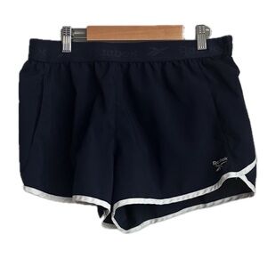 Reebok Blue and White Athletic Shorts with Elastic Waistband